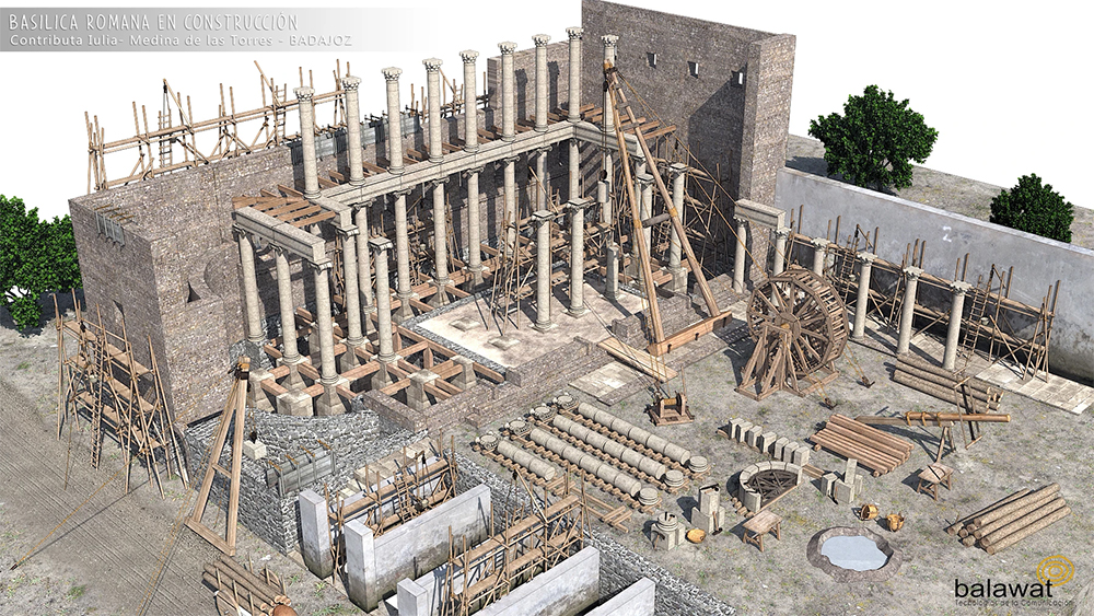 Basílica romana construcción. Contributa Iulia