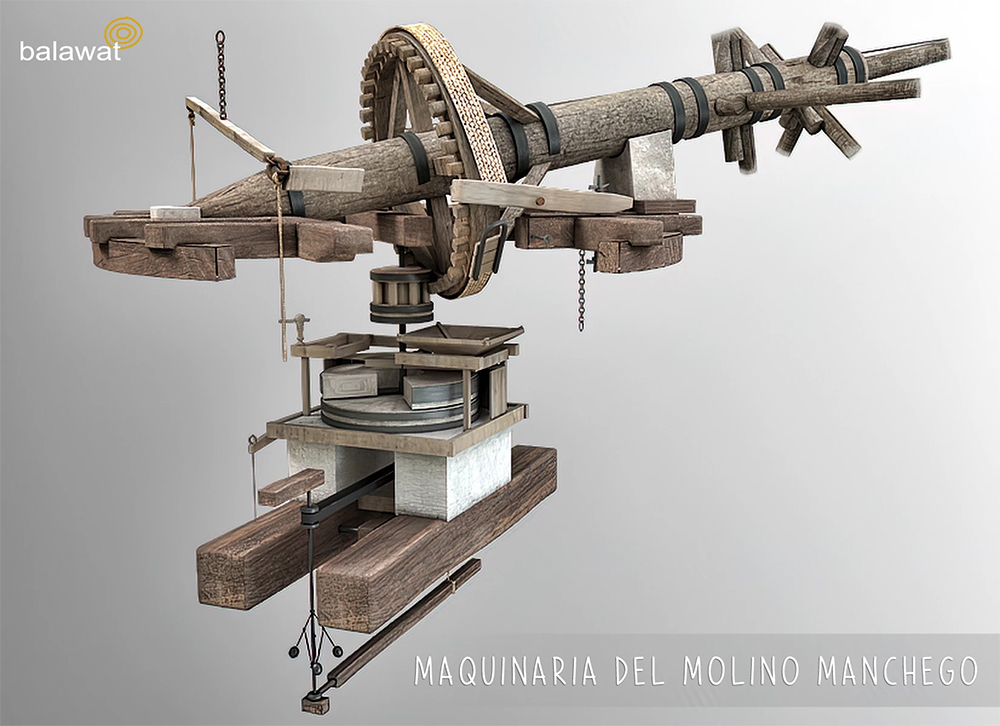 Maquinaria molino de viento manchego