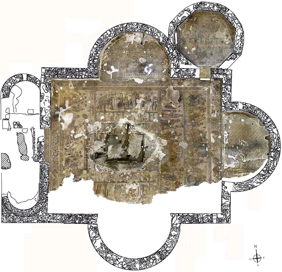 Planta mosaico de la sala triabsidada